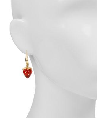 Gold-Tone Plated Strawberry Wire Drop Earrings