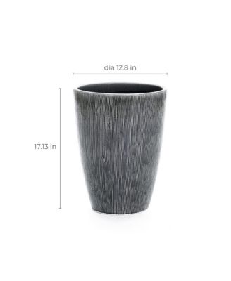 Sea Gray Ripples 17-Inch Tall Ceramic Planter