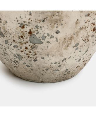 Rustic Antiqued Terracotta Vase, 10.4-Inch Round Bouquet Holder for Farmhouse Decor