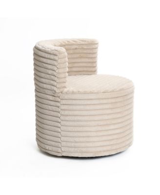 Modern Light Brown Upholstered Swivel Barrel Accent Chair