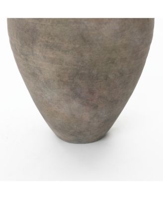 Rustic Ceramic Vase, 17.7" Tall Terracotta Pot with Earthy Gray-Brown Finish, Handcrafted