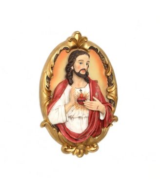 Sacred Jesus Wall Plaque, Oval Christian Home Decor Plaque for Prayer Room & Faith Display