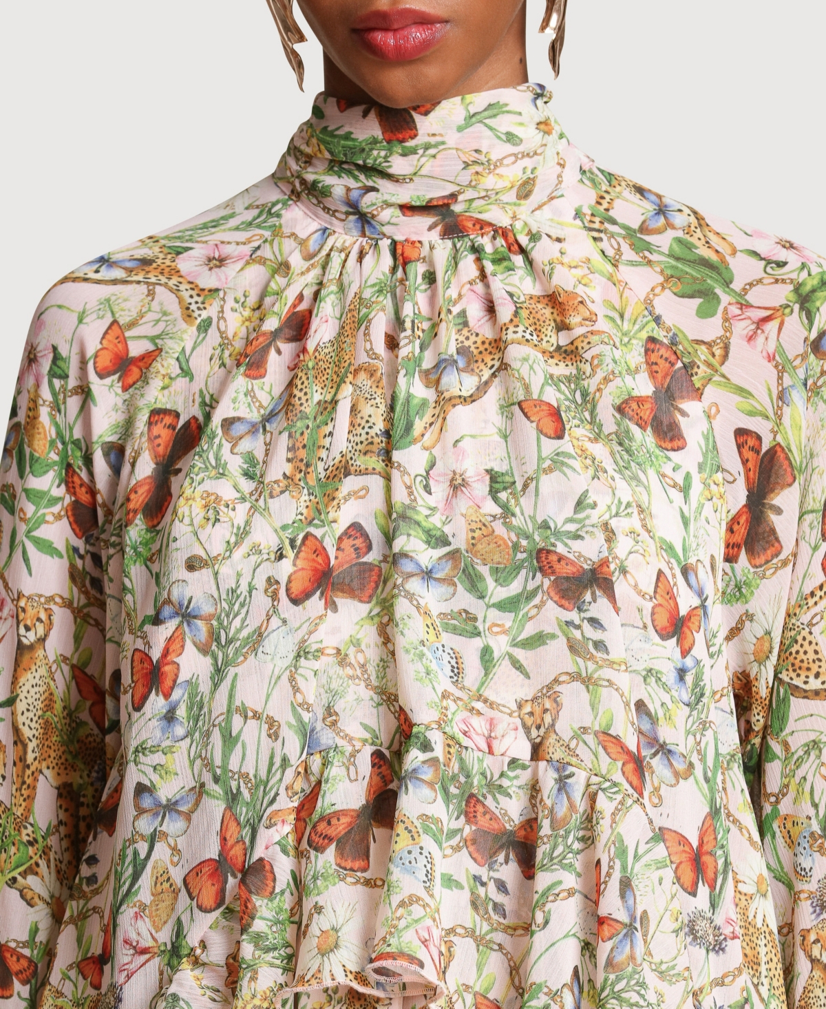 Avec Les Filles Women's High Neck Ruffle Mini Dress