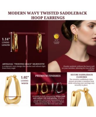 Wavy Twisted Hoop Earrings in Plated or Plated