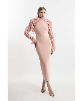 Women's Bandage Rosette Midi Detail Dress