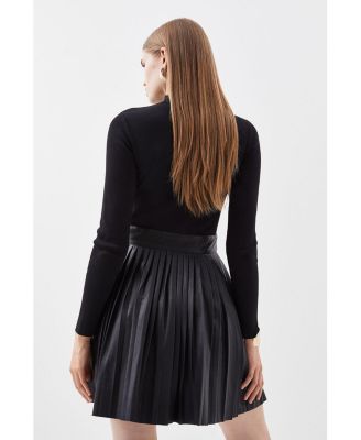 Women's Knitted Top Pleated Skater Dress