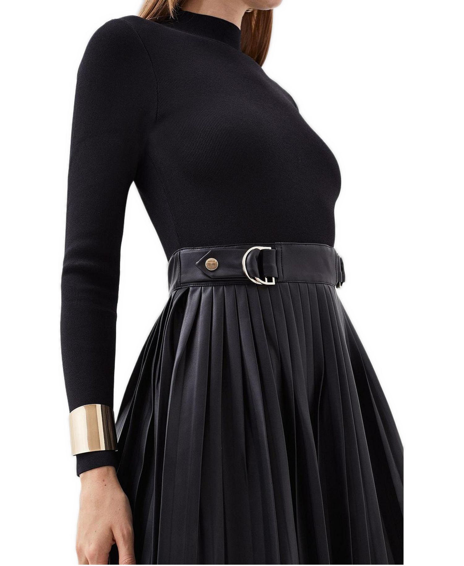 Women's Knitted Top Pleated Skater Dress