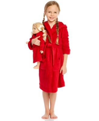 Little Girls 6-14 Matching Doll Fleece Hooded Robe
