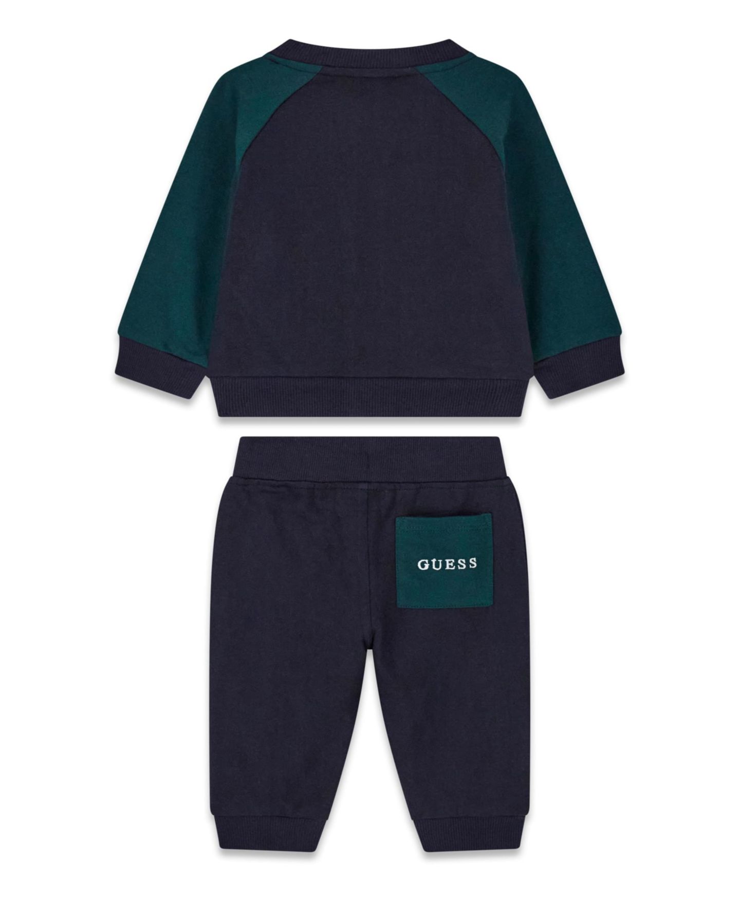 Комплект GUESS Long-Sleeve Zip-Up Top and Sweatpant, 2-Piece Set для мальчиков-малышей, цвет: Тёмно-синий / Зелёный — фото 3