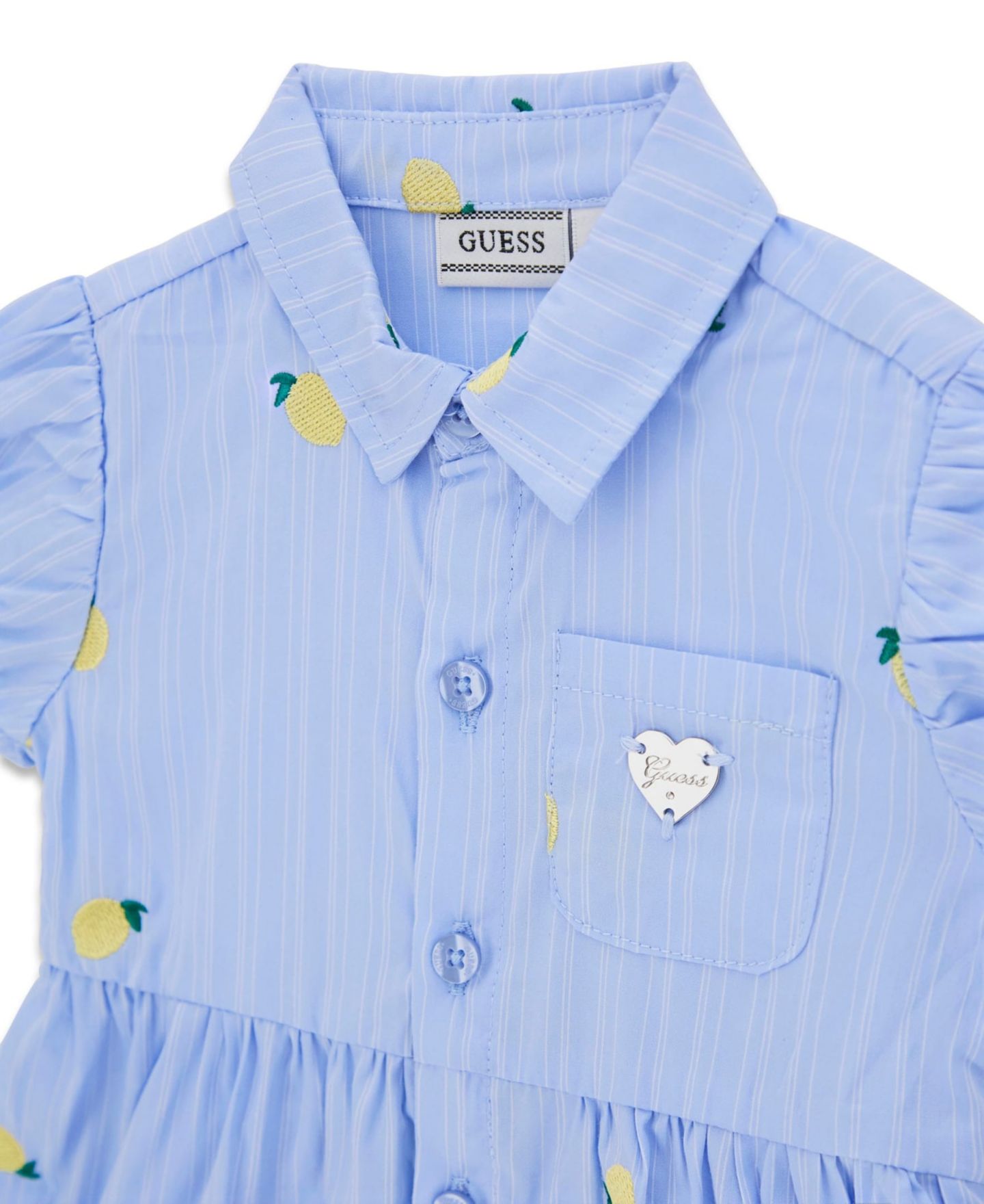Платье GUESS Yarn Dye Poplin Short-Sleeve Dress and Matching Bloomer для девочек-малышей, цвет: Синий — фото 5
