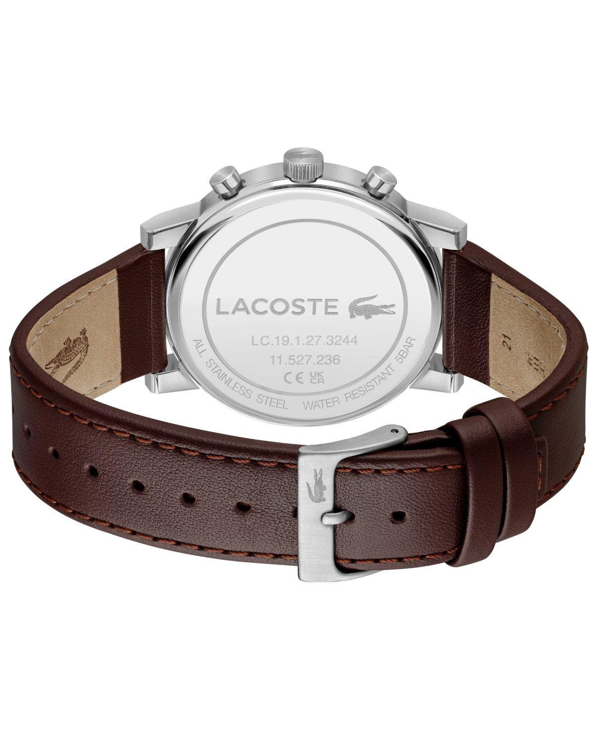 Lacoste Men's Replay Brown Leather Strap Watch, 43mm