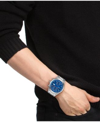 Men's Line Racer Silver Tone Stainless Steel Bracelet Watch, 42mm