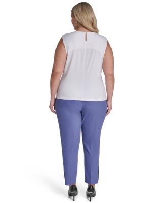 Plus Size Printed Pleated Camisole Top