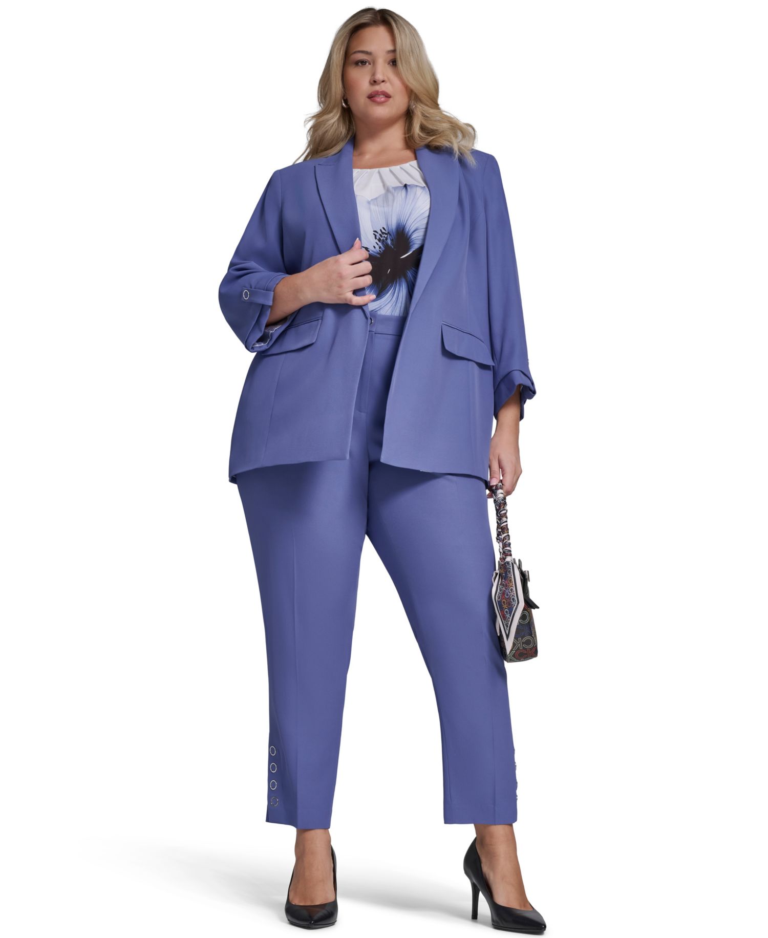 Plus Size Open-Front Notch Collar Blazer