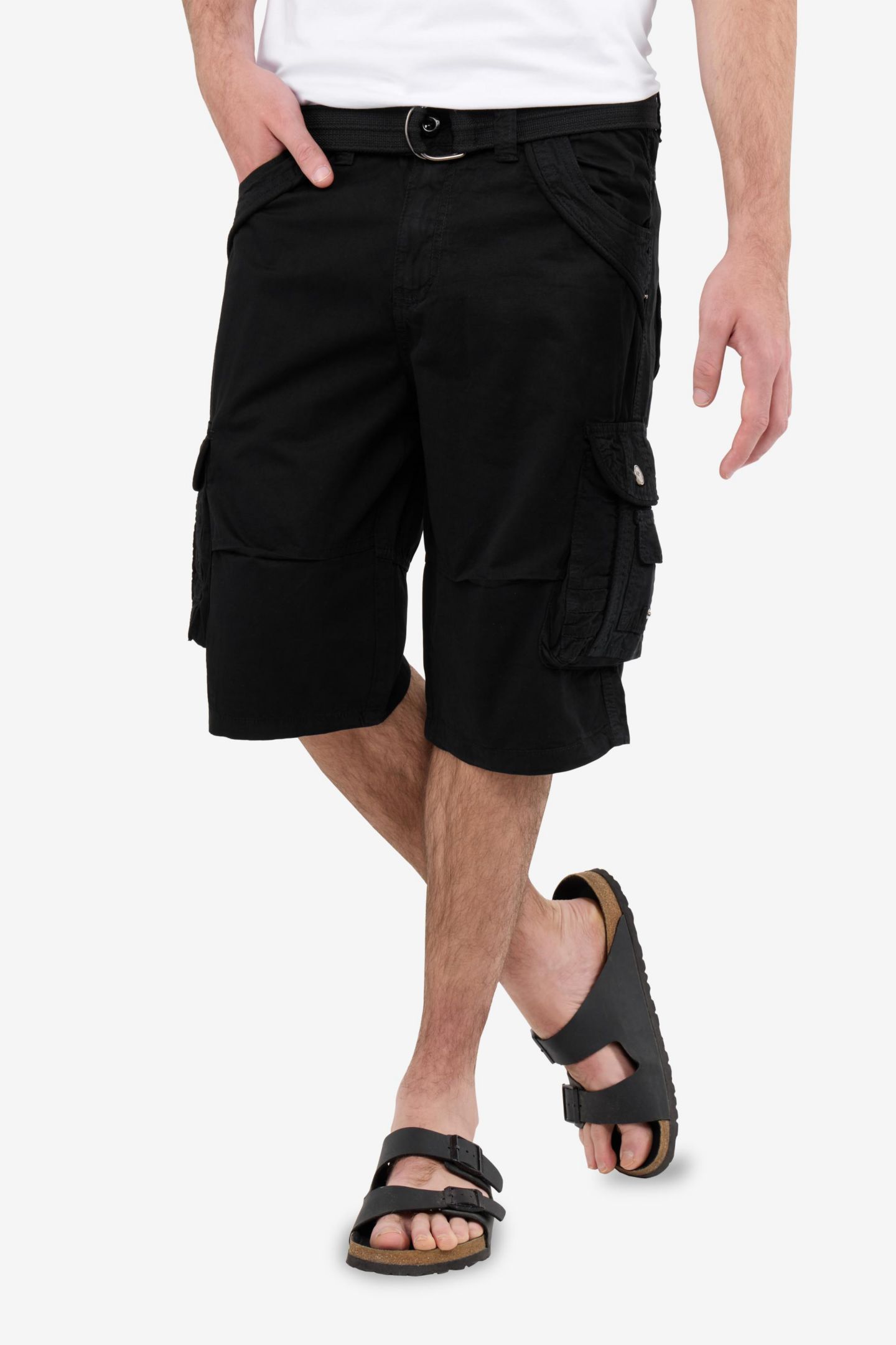 Мужские шорты XRAY Cargo Shorts Camo & Solid Colors 12.5" Inseam Knee Length Classic Fit Multi Pocket, цвет: Чёрный — фото 5