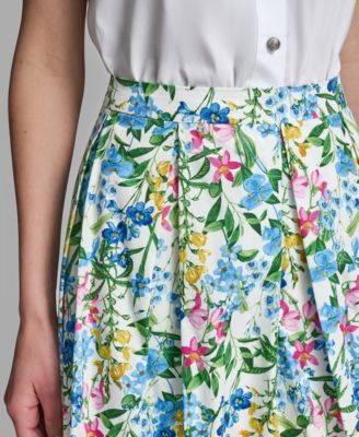 Women's Pleated Placed Printed Skirt