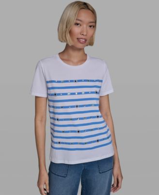 Women's Short-Sleeve Embellished Crewneck T-Shirt