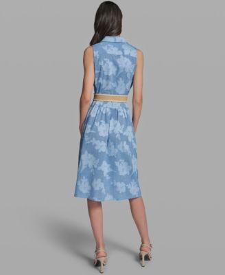 Women's Sleeveless Collared Burnout Dress