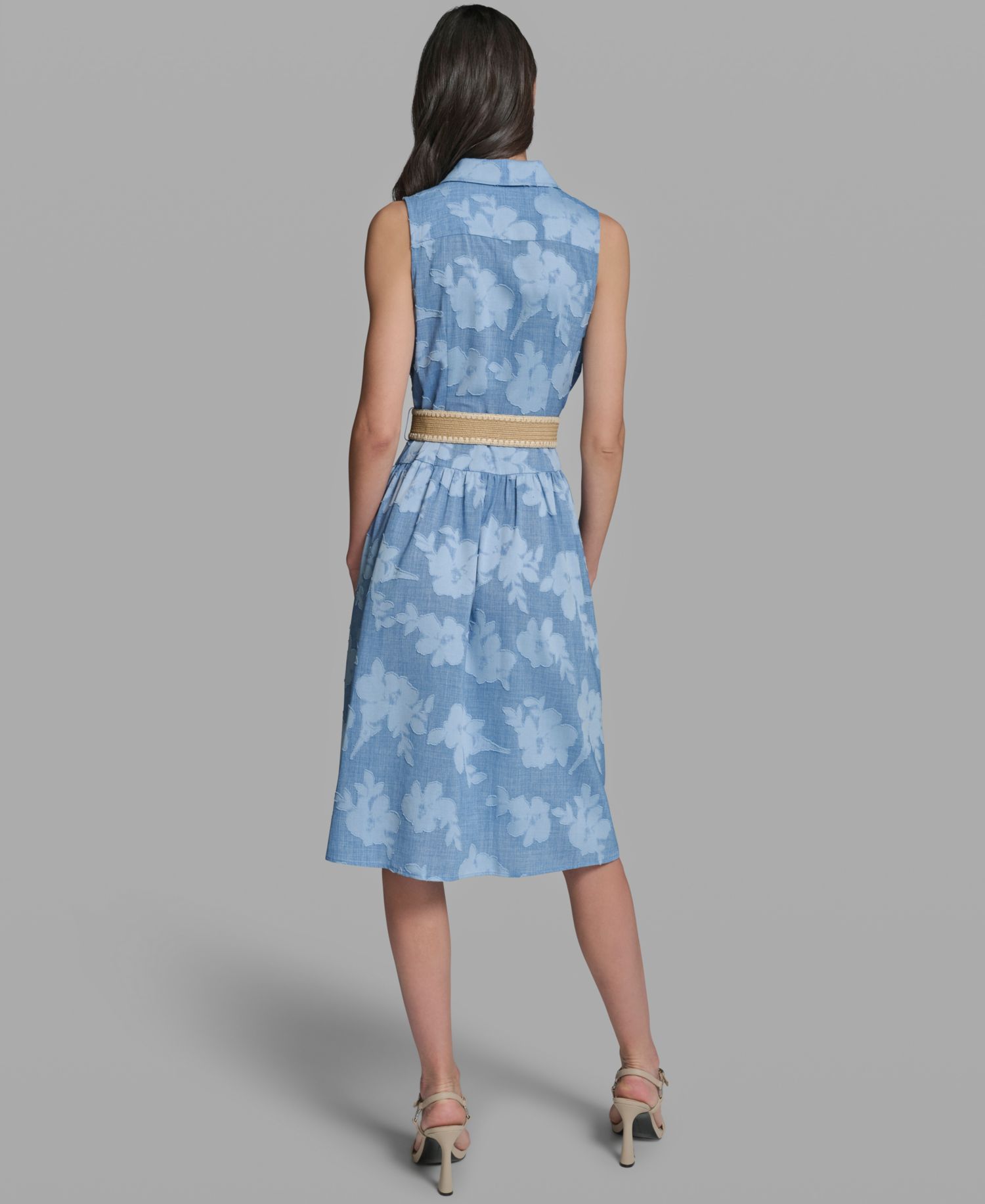 Women's Sleeveless Collared Burnout Dress