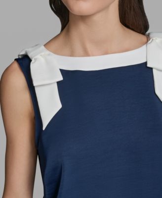 Women's Sleeveless Boat Neck Bow Strap Tank Top