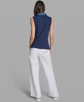 Women's Sleeveless Collared Polo Tank Top