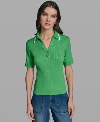 Women's Short-Sleeve Collared Sweater