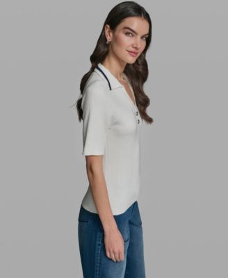 Women's Short-Sleeve Collared Sweater