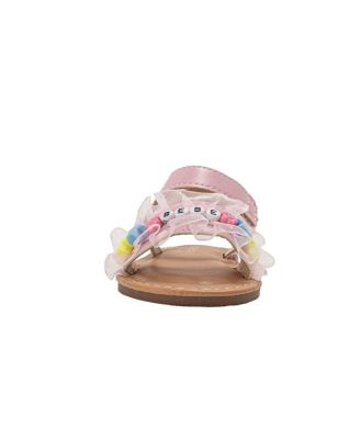 Little Girls Fashion Sandals with Ruffle Detail and Mix Beads