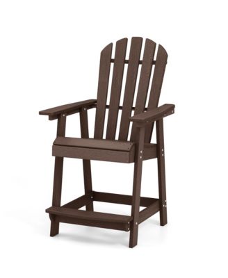 Tall Bar Stool HDPE Chair w/ Armrest Footrest Home Indoor Outdoor Patio