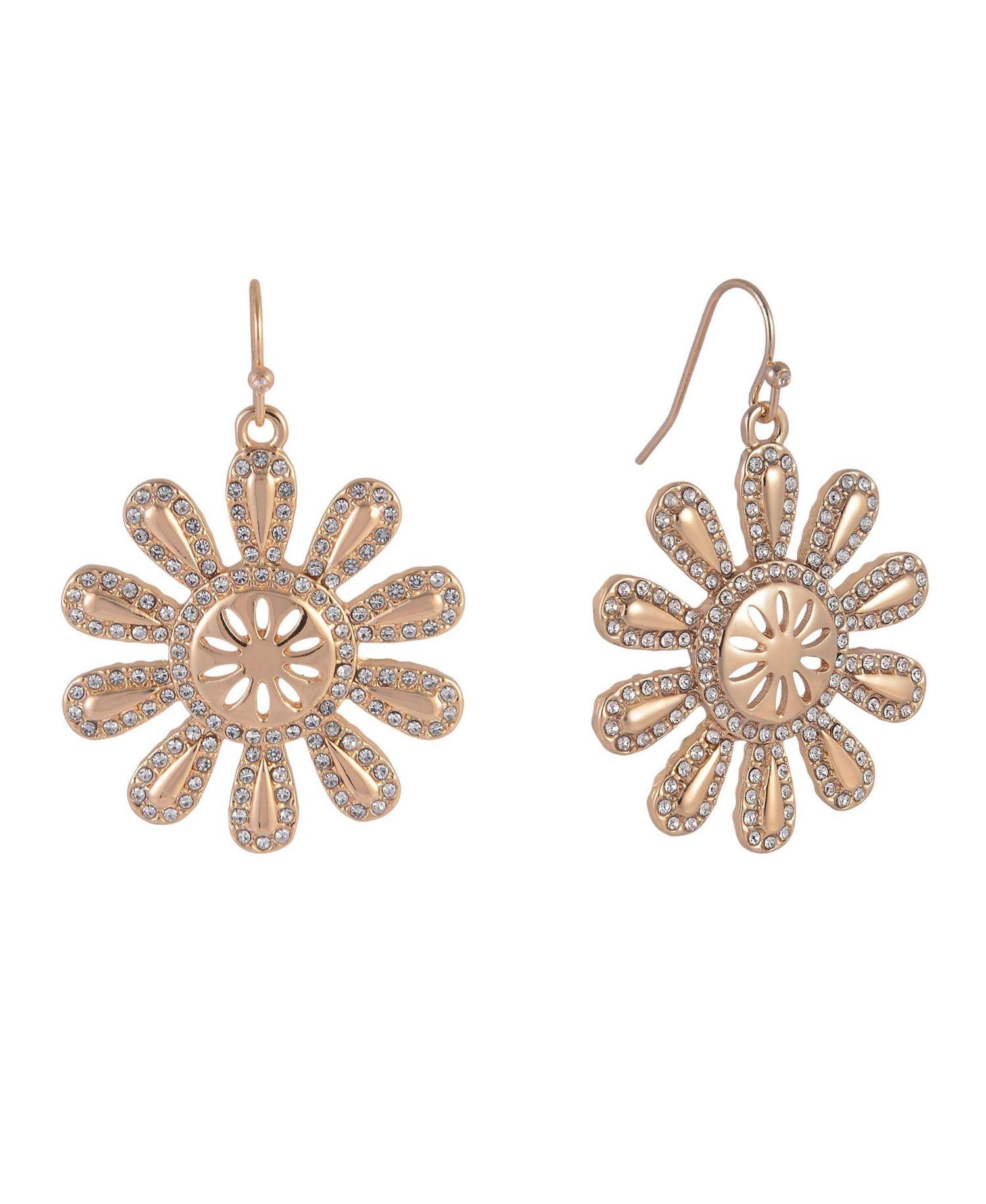 Sunburt Drop Earrings with Pave Stone Accents
