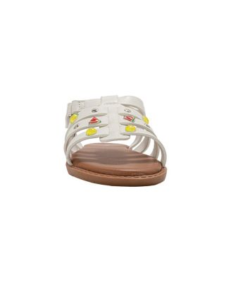 Girls Girl's  Fashion Sandals – Comfy Dressy Shoes with Fruit Accents, Studs, and Hanging  b  Charm