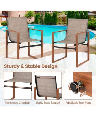 2 PCS Outdoor Dining Chairs Patio Furniture Chair w/ Breathable Seat & Backrest
