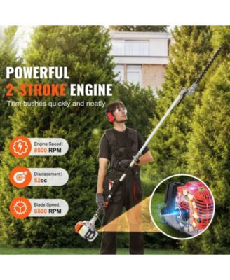 52CC 6-in-1 Gas Trimming Tool Set, Hedge Trimmer, String Trimmer, Brush Cutter, Edger, Pole Saw, Chainsaw Pruner, Extension Pole