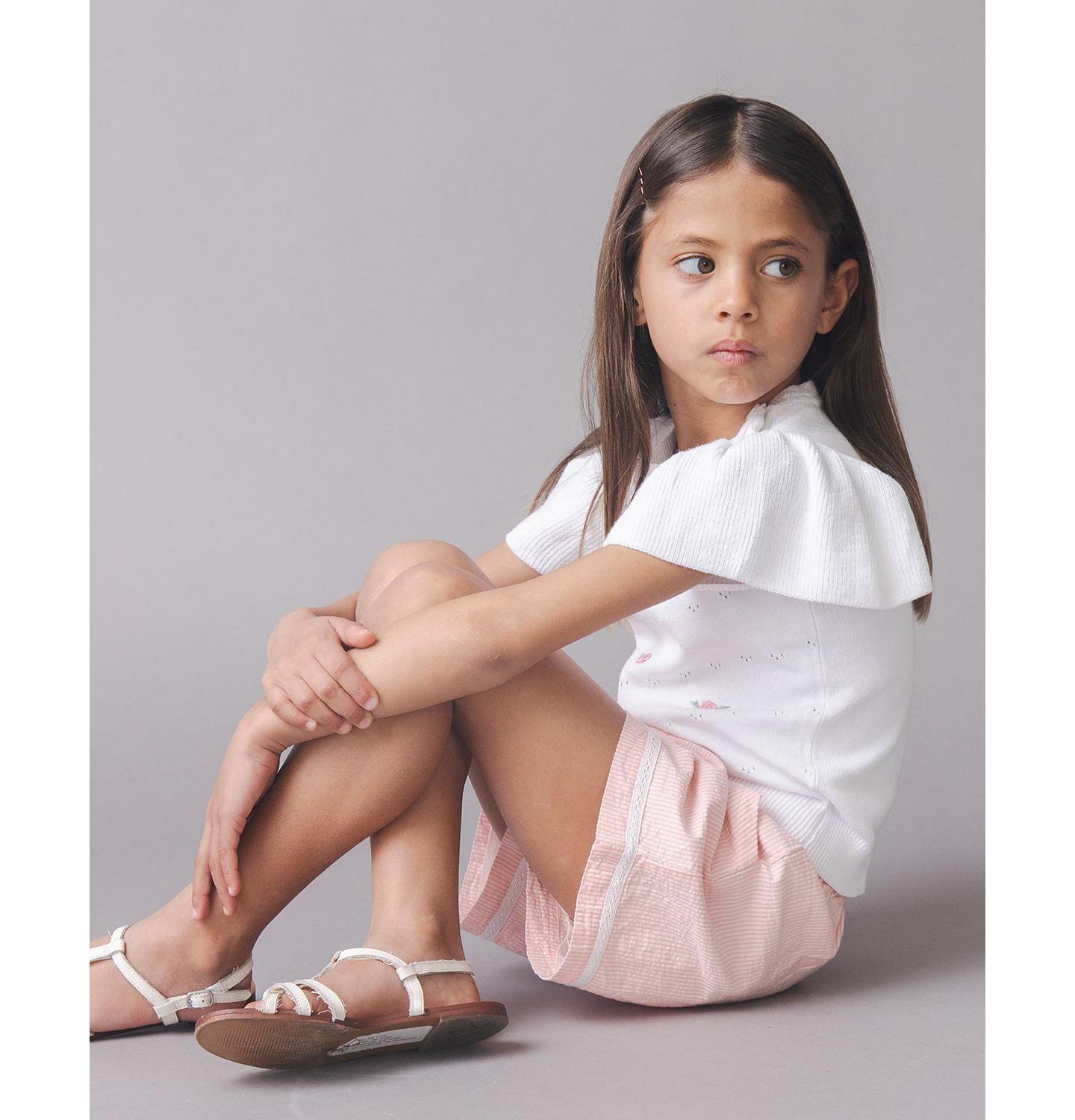 Свитер Hope & Henry Organic Ruffle Sleeve Pointelle для девочек, цвет: Белый — фото 5