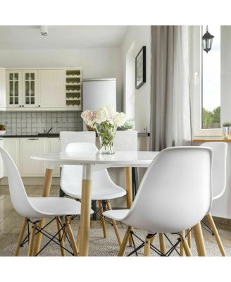 Set of 2 Dining Chairs Mid Century Modern Wooden Legs Kitchen Living Room