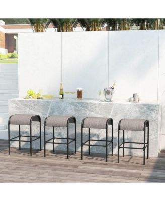 4PCS 30'' Bar Height Bistro Stools Outdoor Bar Stools w/ Breathable Fabric Seat
