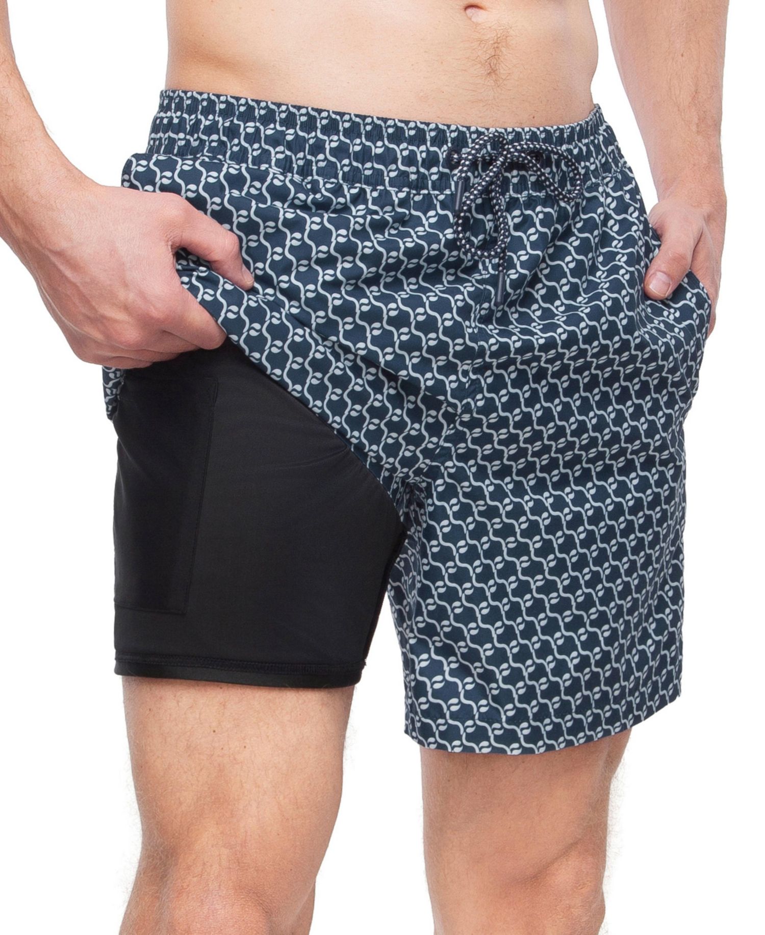 Men's Compression Liner Swim Trunks with Back Zipper Pocket