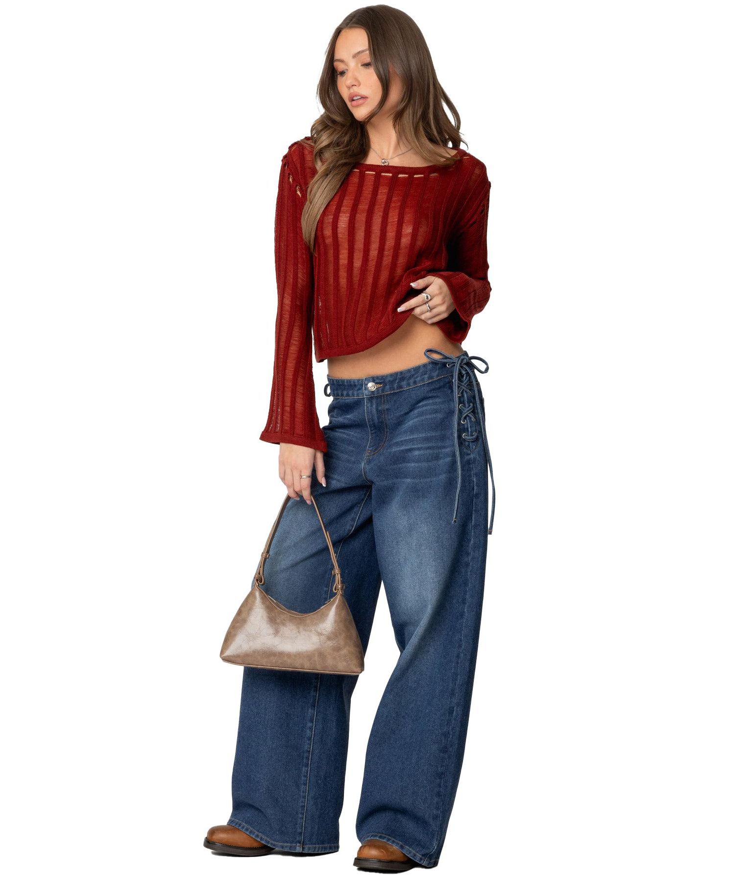 Women's Sagir Sheer Ladder Knit Top