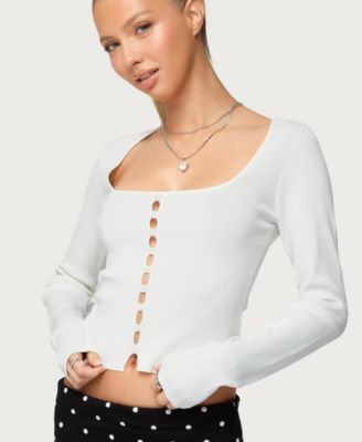 Women's Deane Button Cutout Square Neck Top