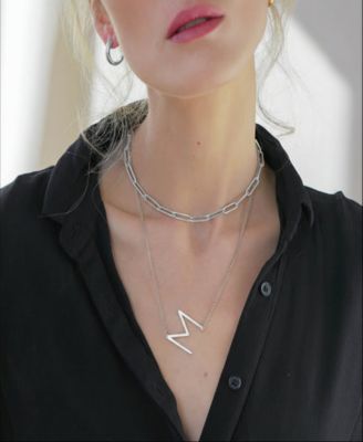 Sideways Initial Necklace in Sterling Silver