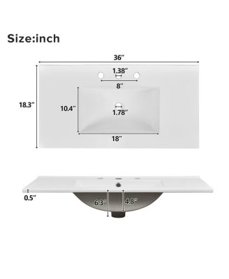 Bathroom Vanity with Ceramic Sink, Solid Pine Frame, Soft Close Drawers & Door for Small Spaces
