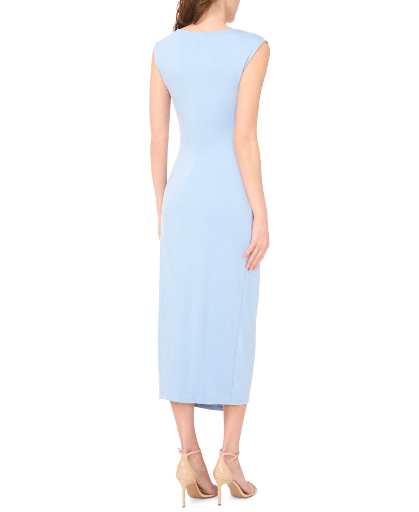 Женское платье MSK Sleeveless Boat Neck Ponté-Knot Wrap Midi, цвет: Шамбре — фото 4
