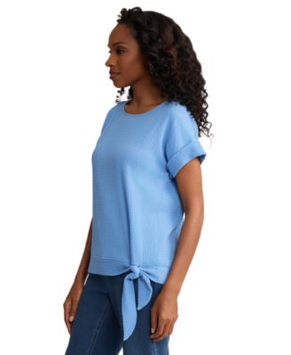 Petite Boat Neck Dolman Short-Sleeve Top