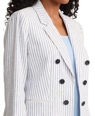 Petite Notch Collar Faux Double Breasted Jacket