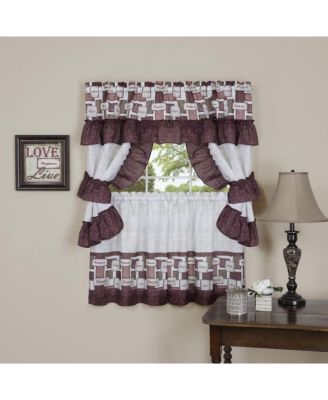 Inspiration 5 Piece Cafe Cottage Kitchen Curtain Tier And Swag Valance Set - 24 in. Long