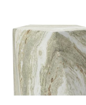 18" Marbled Pentagonal Side Table, Indoor/Outdoor Patio Accent Furniture