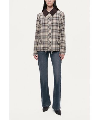Women's Checked Contrast Collar Jacket