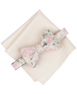Men's Heron Floral Bow Tie and Pocket Square, 2-Piece Set