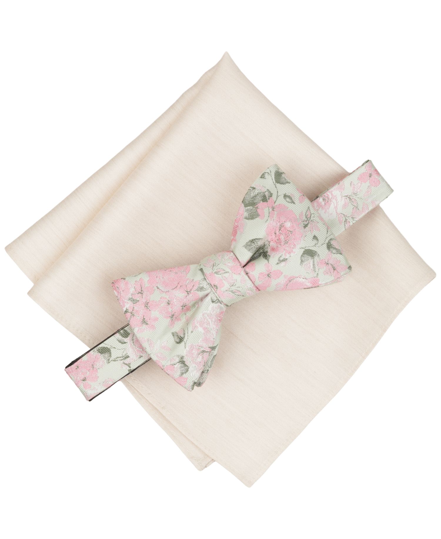 Men's Heron Floral Bow Tie and Pocket Square, 2-Piece Set