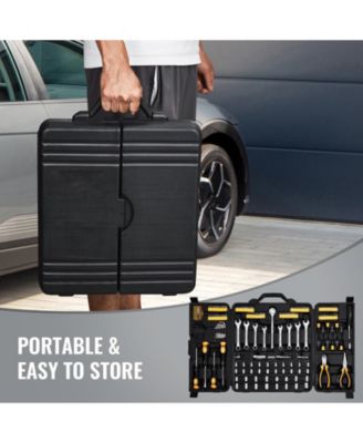 221-Piece Mechanics Tool Set, 1/4" & 3/8" Drive SAE & Metric Sockets, Bits, Wrenches, Ratchet, Accessories, Plastic Case